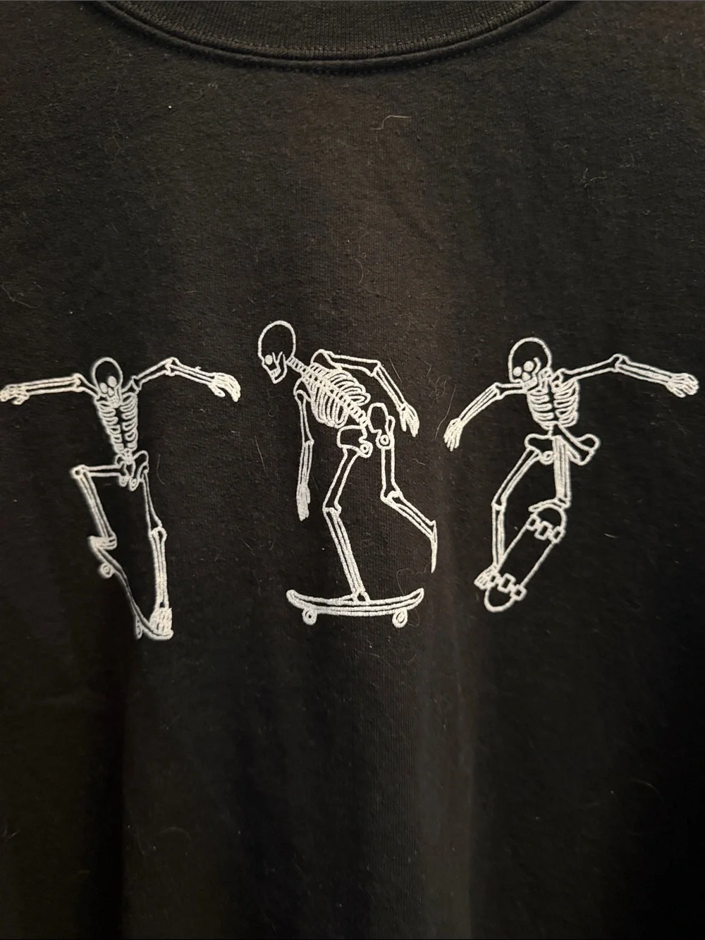 Full Tilt Black Crewneck Sweatshirt with White Skate Skeletons